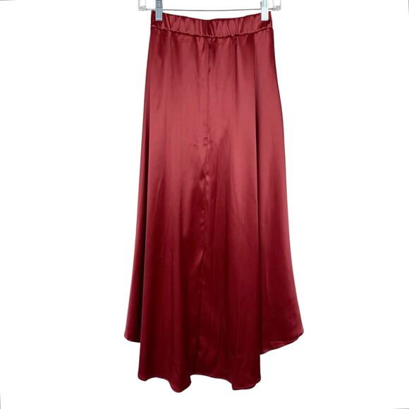 New Halara Skirt High Low Maxi Red Stretchy Satin Built In Shorts Women's XS - Picture 4 of 8